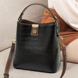 老人头头层牛皮女士包包女包大容量水桶包单肩斜挎包轻奢女友生日礼物