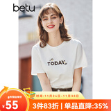 betu百图女装春装新款宽松韩版卡通印花短袖T恤ins潮JD2102T08 白色 S