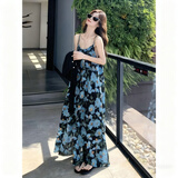 铂呐苓连衣裙子女夏2025款高级感小众休闲旅游度假海边沙滩长裙气质显瘦 蓝色吊带裙 M 【建议 115斤内】