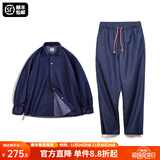 马登工装  仿天丝丹宁牛仔裤宽松垂感美式休闲长裤微弹直筒裤子男秋季 衬衫+牛仔裤组合装 2XL