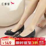 红蜻蜓时尚方扣通勤高跟鞋女士单鞋气质优雅粗跟女鞋WLB33095 黑色 37