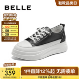 百丽（Belle）小白鞋女鞋商场款厚底增高一脚蹬单鞋透气休闲鞋U8N1DAM3 黑色 38 (240mm)