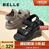 百丽厚底沙滩鞋男鞋25夏新休闲户外运动凉鞋A1514BL5 黑色 43