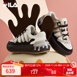 FILA 斐乐官方女鞋CARROT摩登板鞋萝卜鞋休闲厚底鞋子女 初雪白/黑-PB 38