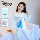 迪士尼（Disney）儿童A类纯棉秋衣秋裤满印女童学生保暖内衣套装 冰雪艾莎 130