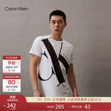 Calvin Klein Jeans夏季男女情侣中性ck纯棉醒目大字母印花圆领短袖T恤J318471 YAF-白色 M （推荐135-150斤）