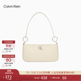 Calvin Klein时尚腋下包礼物通勤洋气包包金属字母拉链CK女包单肩法棍包DH3237 67U-牛奶白 OS
