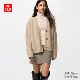 优衣库女装舒芙蕾针织短开衫/外套空调衫通勤25秋冬新款478339 32 深米色 M /160/84A