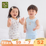 拉比婴儿小背心内穿儿童男童女童宝宝纯棉贴身护肚夏薄款2件装 小熊圆领背心 粉蓝 80