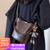 YUYULA牛皮包包女包斜挎水桶包通勤轻奢单肩包生日礼物高级感送女友老婆