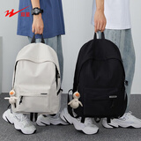 双星背包男潮牌双肩包女书包初中大容量高中大学生休闲笔记本电脑包 黑色【单包】