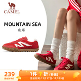 骆驼（CAMEL）山海薄底女鞋复古休闲运动德训鞋子X24B09L7606B 正红/象牙白 36