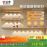 公牛（BULL）感应猫眼橱柜灯磁吸充电山丘光效展柜玄关氛围小夜灯 黑112cm三色