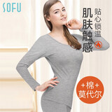 舒工坊sofu女士保暖内衣套装莫代尔棉质高弹秋衣秋裤全套 浅灰色 160(M)