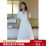 独束大码女装【爱的圆舞曲】 阶梯式抽褶裙摆 法式重工显瘦连衣裙 摩根石白 3XL （尺码：5）