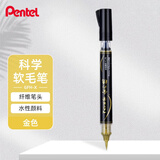 派通（Pentel）科学毛笔 国风练字绘画 按压式出墨软毛笔 GFH-X 金色单支装