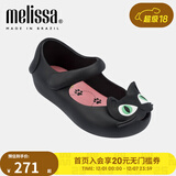 梅丽莎（melissa）卡通小猫咪鱼嘴魔术贴时尚休闲小童单鞋30901 黑色/粉色 24 （内长约14.5cm)