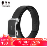 雅戈尔腰带男士皮腰带自动扣皮质有弹力新品商场同款真皮裤腰带 黑色VPBZ819959AQQ 115cm