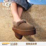 UGG秋季女士茸茸毛鞋领厚底懒人毛毛鞋 1166733DRKT|深太妃糖棕色 36