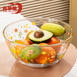青苹果食品级耐热玻璃和面盆缤纷花语加厚大容量厨房烘焙水果沙拉碗