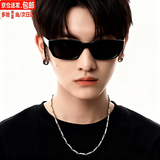 栢启歆菱形锁骨链潮男钛钢项链潮流古巴链hiphop高街嘻哈欧美说唱配饰 菱形钛钢项链【55CM】