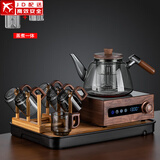 正扬胡桃木电陶炉煮茶炉高档北美玻璃茶具煮茶壶养生烧水壶泡茶器 胡举物手执如意六木语+架长琴黑