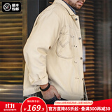 马登工装美式复古灯芯绒二代夹克男刀锋褶阿美咔叽翻领外套秋男士上衣 亚麻色 S