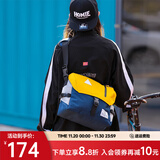 ACROSS邮差包男士斜挎包上班通勤包学生大容量单肩包旅行挎包女相机包包 黄蓝加大版