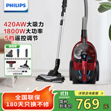 飞利浦（PHILIPS）卧式吸尘器家用 小型手持吸尘器大吸力大功率 有线吸尘器 强力除螨吸猫毛吸尘机FC9735 FC9735/81（旗舰款）