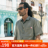 AKSERIES新复古回潮夏季麻棉休闲短袖衬衫男商场同款AK男装2115001 军绿 2XL