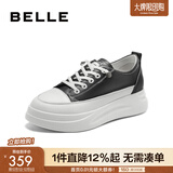 百丽（Belle）小白鞋女鞋商场款厚底增高一脚蹬单鞋透气休闲鞋U8N1DAM3 黑色 37 (235mm)