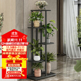 索尔诺 花架 多层折叠落地室内家用阳台装饰花架铁艺客厅庭院简约多肉架 深灰闪银H916（6盆升级版）