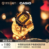 卡西欧（CASIO）手表指尖潮流小方块戒指手表礼盒金色款新年礼物CRW-001G-9PR