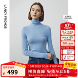 朗姿【朗姿羊毛Basic衣橱】纯羊毛法式毛针织衫冬季新款修身长袖毛衣 天蓝色 M