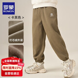 罗蒙童装男童加绒裤子2025春季儿童一体绒灯芯绒宽松长裤 卡其 130