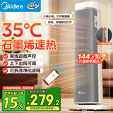 美的（Midea）【下压出暖】石墨烯语音暖风机取暖器家用立式电暖器浴室小型电暖气节能速热小太阳 HFS20BD
