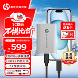 HP惠普 1TB 移动固态硬盘P500（PSSD）USB3.2 ssd Type-C高速传输 超薄时尚 手机直连 银色