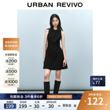 UR2025春季新款女摩登气质褶皱收腰显瘦无袖连衣裙UYY750030 黑色 S