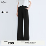 伊芙丽（eifini）【早八神裤】蒋欣代言品质显瘦拖地长裤2025春季新款裤子小个版 黑色 小个子版 S 80-105斤