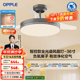 欧普（OPPLE）风扇灯客厅餐厅卧室简约带LED风扇 高显色隐形升级风量吊扇灯 全光谱36寸星空灰36瓦智控