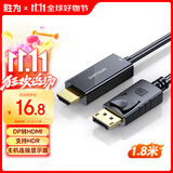 胜为（shengwei）DP转HDMI转接线 4K高清1.2版 DisplayPort转HDMI视频线 电脑接电视显示器转换器线1.8米ADH1018G