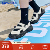 斐乐（FILA）FUSION斐乐玛丽珍凉鞋女鞋新款凉拖魔术贴海螺沙滩鞋 微白/黑-WB 36.5