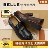 百丽（Belle）张凌赫推荐海鸥乐福2.0版款女商场牛皮皮鞋B5J1DCA5预售 【刘雯同款】黑色（4CM） 2.0 37