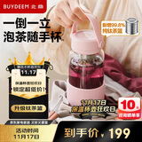 北鼎（Buydeem）泡茶随手杯 茶水分离家用耐高温玻璃杯便携 钛茶篮 630ml猪猪粉