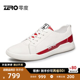 零度Zero男鞋休闲鞋男新款休闲真皮透气皮鞋男士低帮鞋子男百搭小白鞋 白红 40