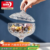 青苹果欧式玻璃糖缸糖果罐储物罐水果果盘果斗6.3英寸