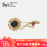 She's茜子梵高向日葵手工钉珠复古瓢虫胸针高档胸花生日礼物送女友