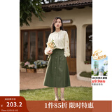 茵曼（INMAN）衬衣女士2025年春秋新款女装高级感洋气立领绣花边新疆棉衬衫 浅杏色 XL