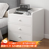 立太（LEADTEK） 床头柜简约现代卧室床边柜家用简易收纳柜多功能省空间带锁柜子 【三抽】暖白色