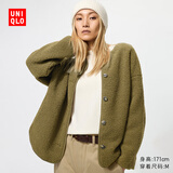 优衣库女装男装仿羊羔绒摇粒绒休闲开衫长袖宽松外套冬新款479616 56 橄榄色 L /160/88A